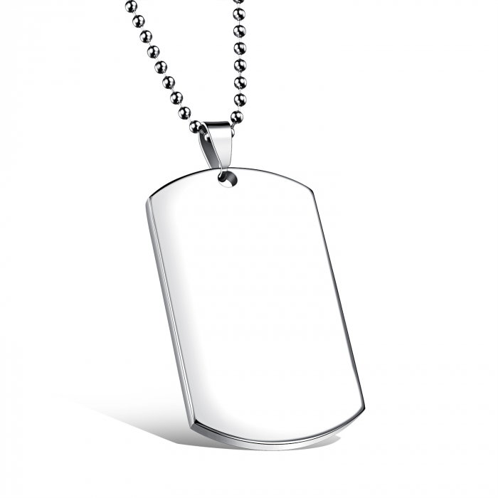 Colier inox cu placuta identificare si lant militar [6]