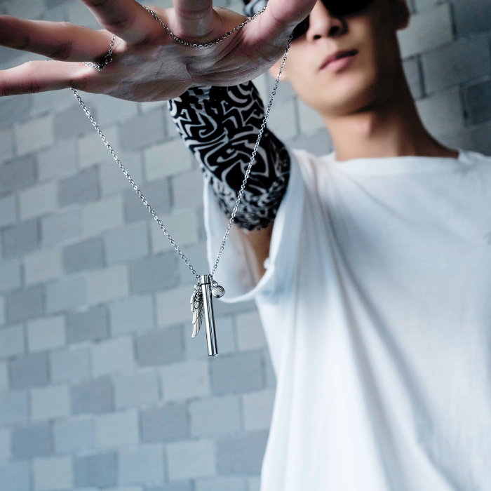 Colier inox cu recipient cilindric 50 cm [6]