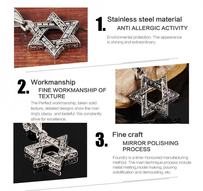 Colier inox cu Steaua lui David [3]