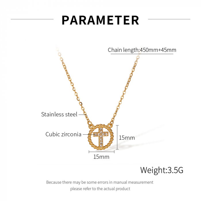 Colier inox cu zirconii si cruce [10]