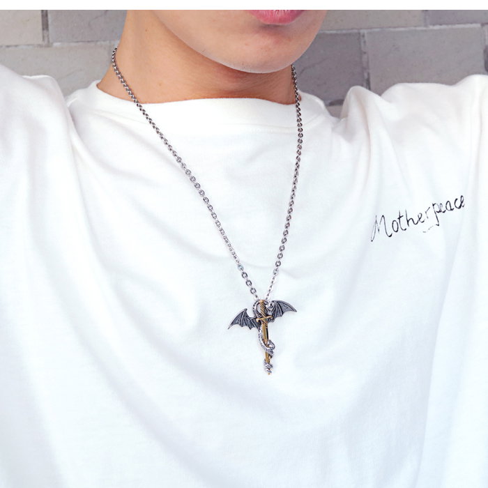 Colier inox Dragon și Sabie – Simbol al Curajului și Puterii [2]