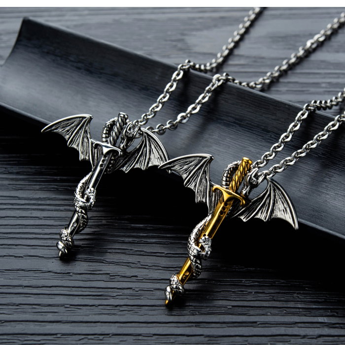 Colier inox Dragon și Sabie – Simbol al Curajului și Puterii [4]