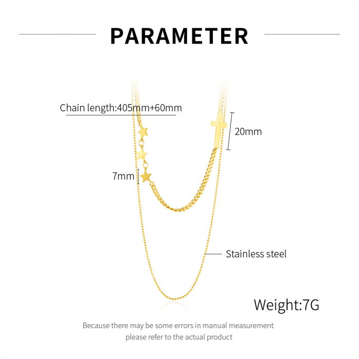 Colier inox dublu cu cruce si stelute [4]