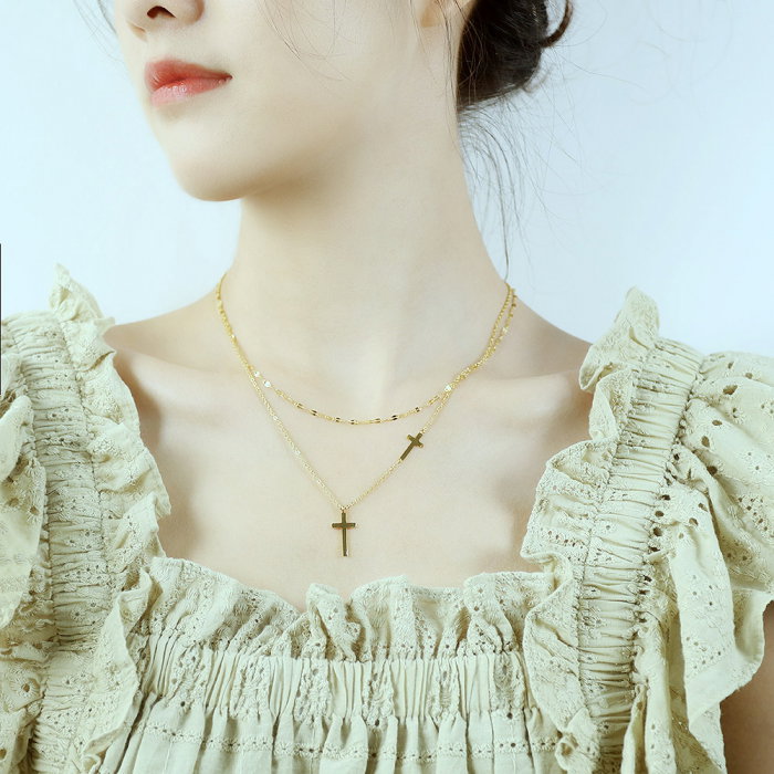 Colier inox dublu cu cruciulite [8]