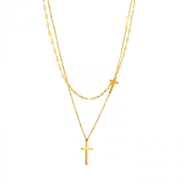 Colier inox dublu cu cruciulite [1]