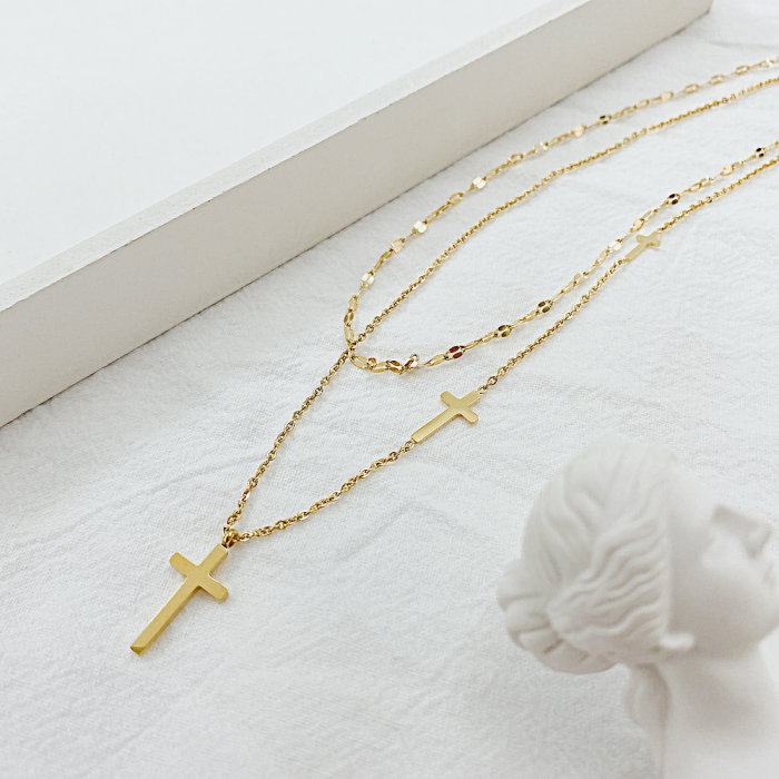 Colier inox dublu cu cruciulite [10]