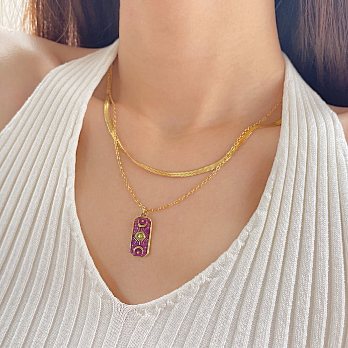 Colier inox dublu cu ochi de deochi [8]