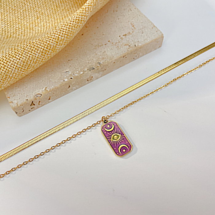 Colier inox dublu cu ochi de deochi [5]