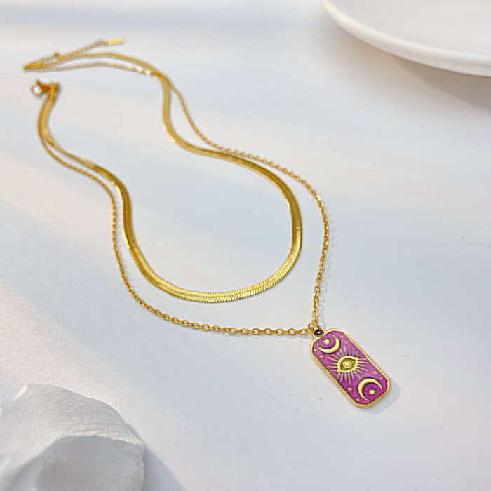 Colier inox dublu cu ochi de deochi [7]