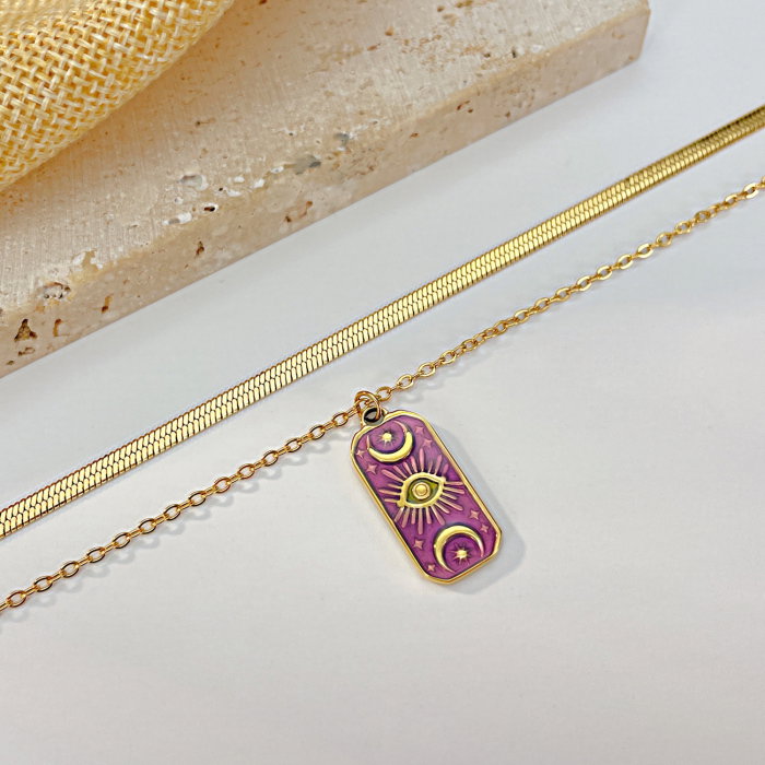 Colier inox dublu cu ochi de deochi [12]