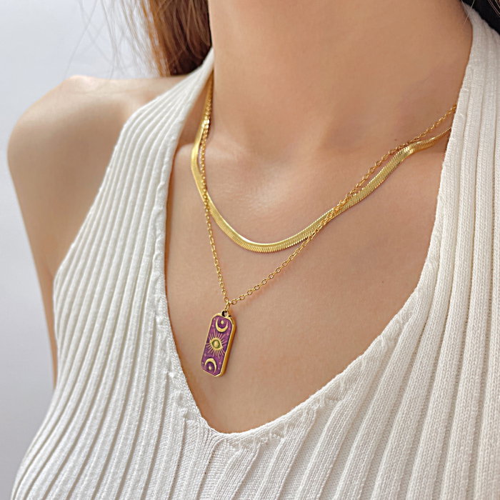 Colier inox dublu cu ochi de deochi [2]