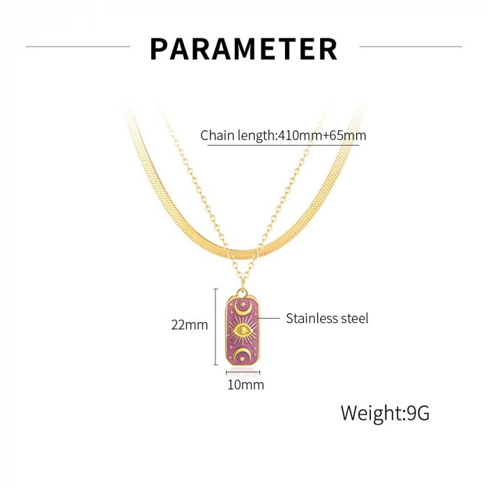 Colier inox dublu cu ochi de deochi [10]