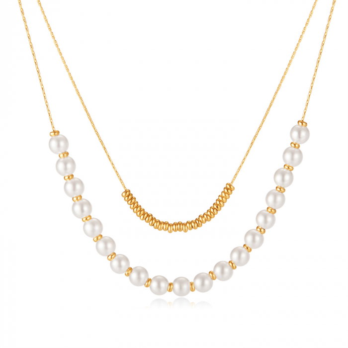 Colier inox dublu cu perle [1]