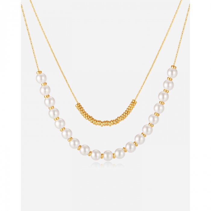 Colier inox dublu cu perle [7]