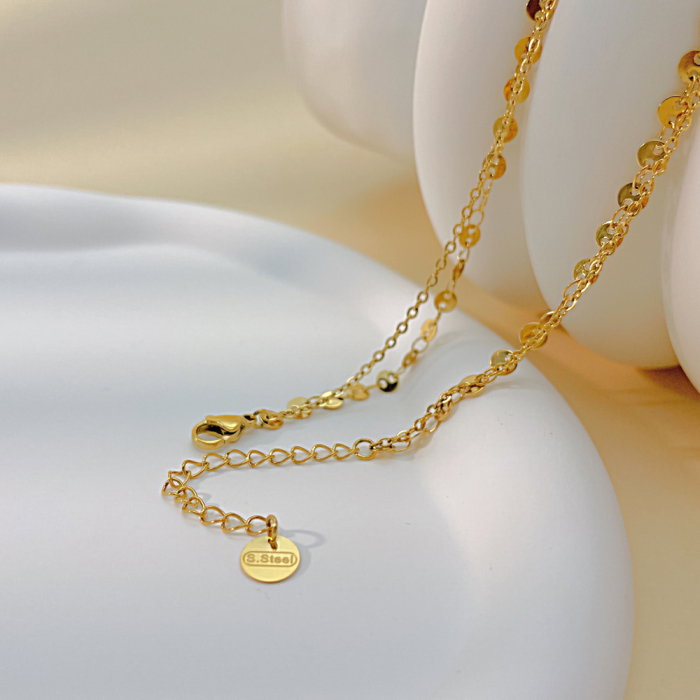 Colier inox dublu cu perle si margele [7]