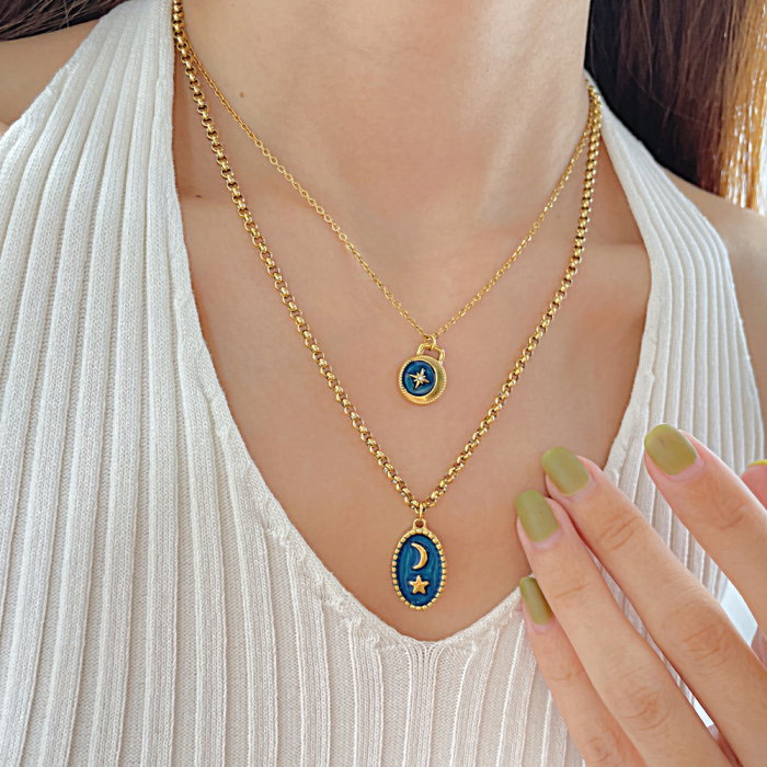 Colier inox dublu cu Soarele si Luna [8]