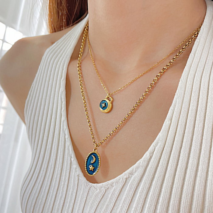 Colier inox dublu cu Soarele si Luna [2]