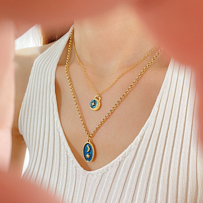 Colier inox dublu cu Soarele si Luna [14]