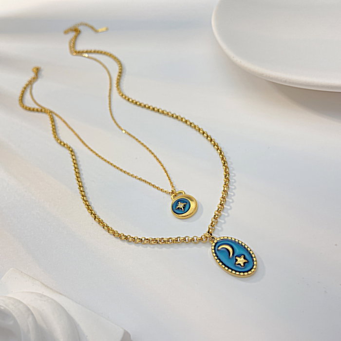 Colier inox dublu cu Soarele si Luna [7]