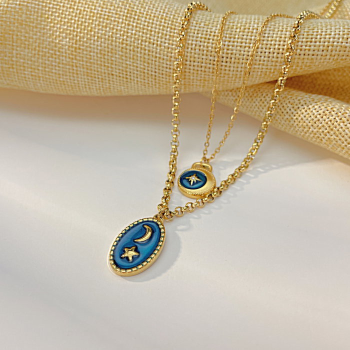 Colier inox dublu cu Soarele si Luna [12]