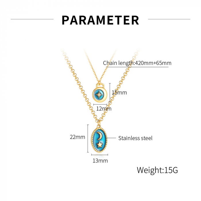 Colier inox dublu cu Soarele si Luna [10]