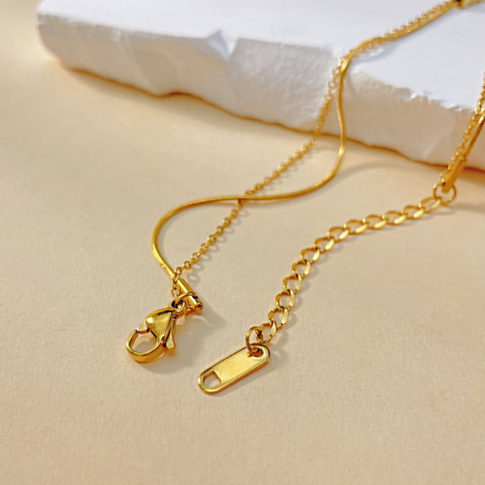 Colier inox dublu cu zirconiu si pandantive cubice [7]