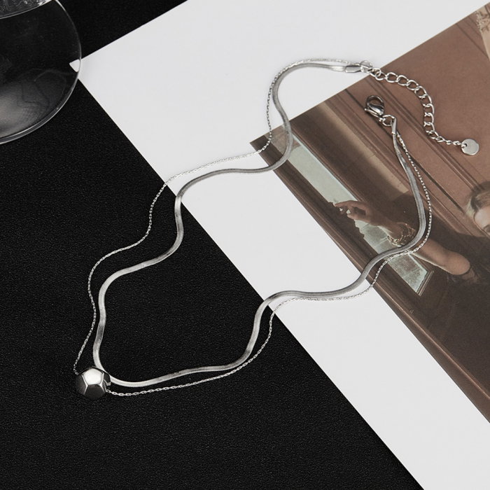 Colier inox dublu minimalist [3]