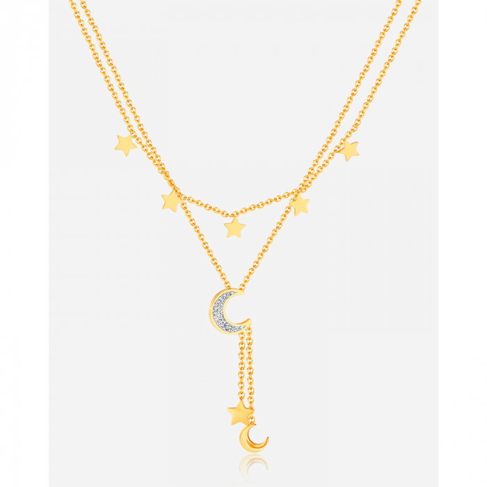 Colier inox dublu soarele si luna cu zirconii [15]