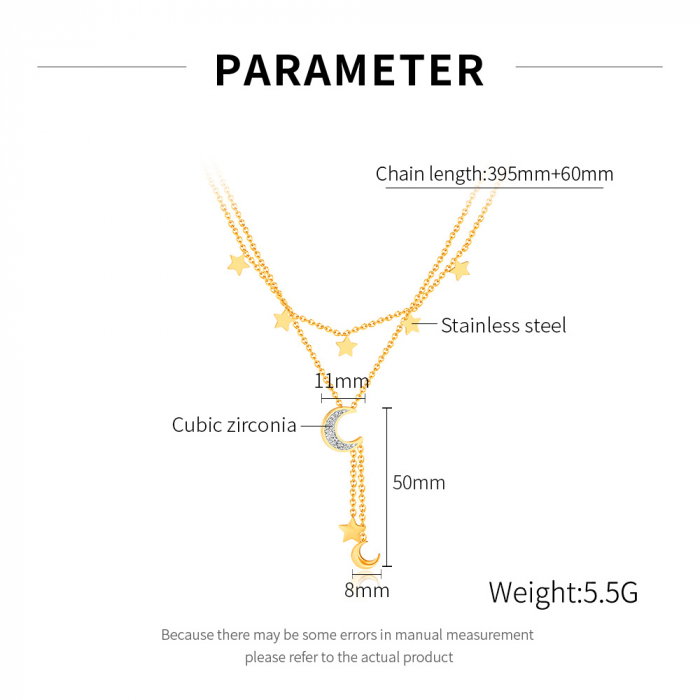 Colier inox dublu soarele si luna cu zirconii [11]