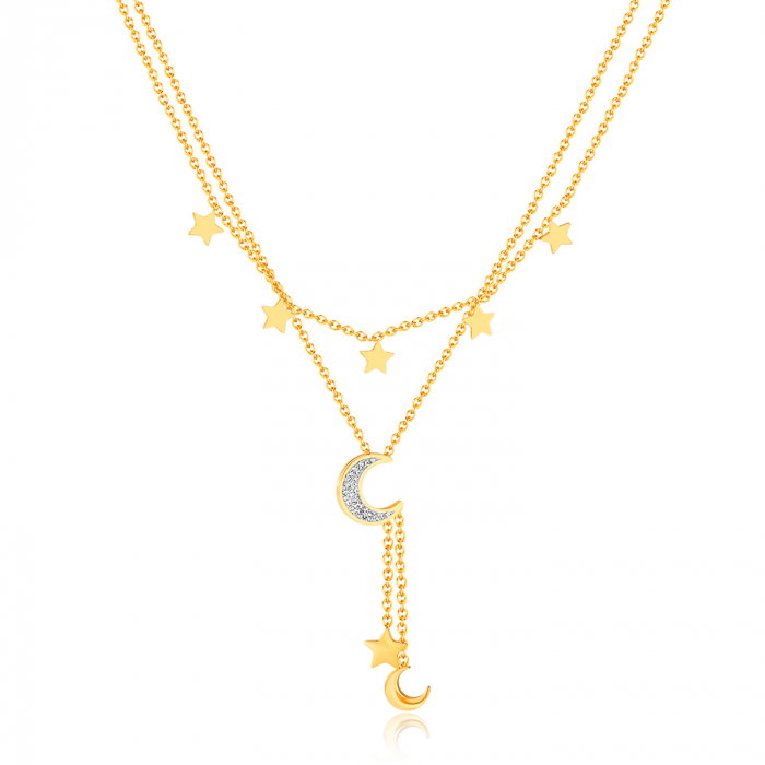 Colier inox dublu soarele si luna cu zirconii [1]
