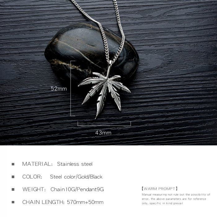 Colier inox frunza de canabis 63 cm [5]