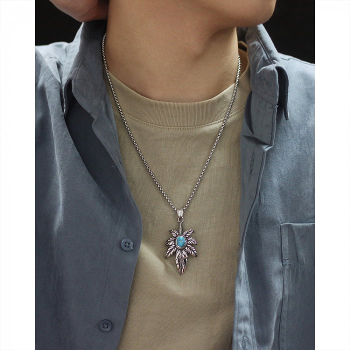 Colier inox frunza de canabis 70 cm [9]