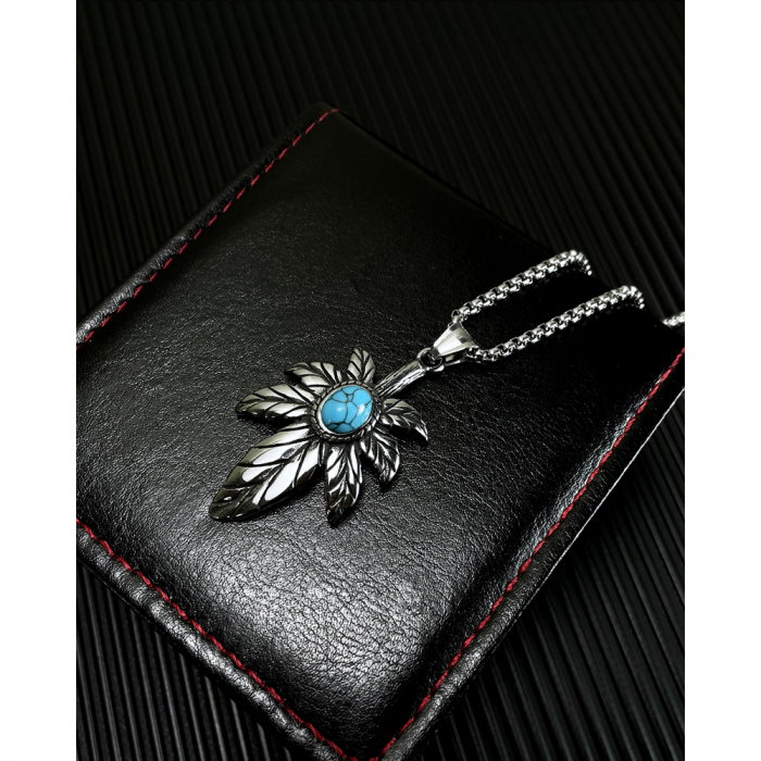 Colier inox frunza de canabis 70 cm [11]