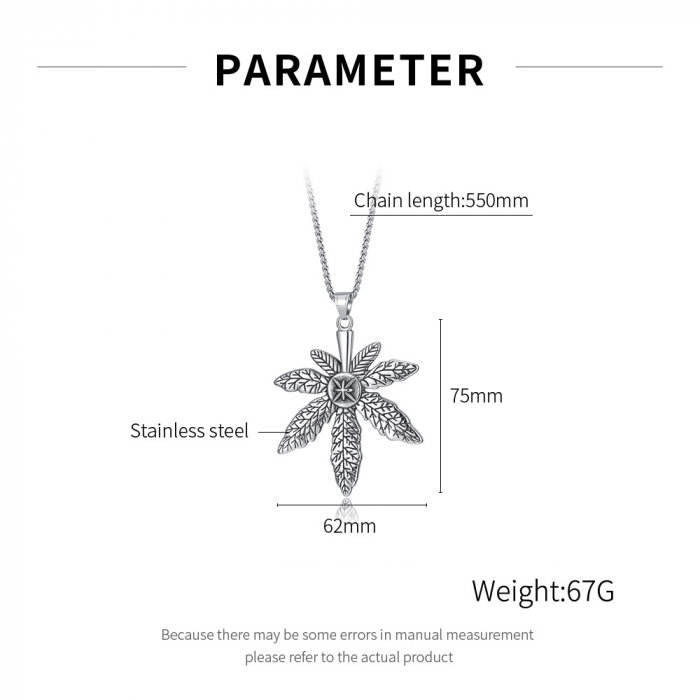 Colier inox frunza de canabis 70 cm [6]