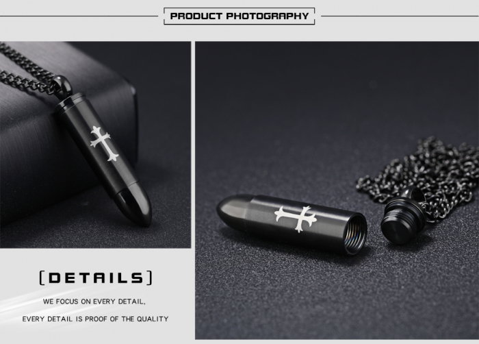 Colier inox glont cu cruce 63 cm [5]