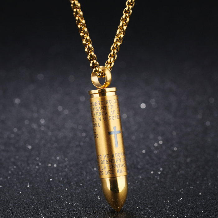 Colier inox glont cu rugaciune 55 cm [2]