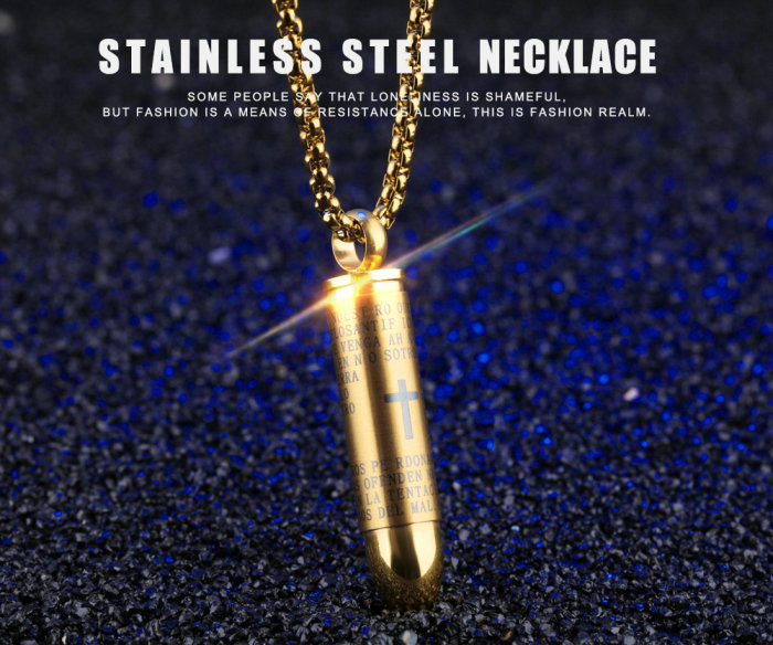 Colier inox glont cu rugaciune 55 cm [6]