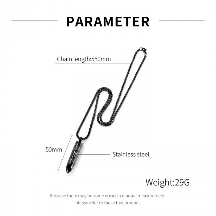 Colier inox glont cu rugaciune 55 cm [5]