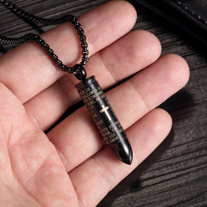 Colier inox glont cu rugaciune 55 cm [3]