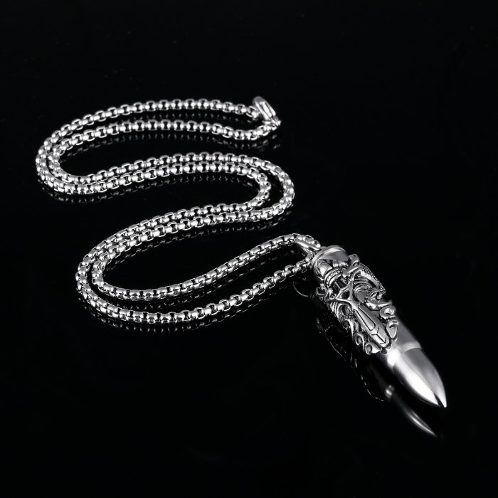 Colier inox glont cu sabie dragon 55 cm [8]