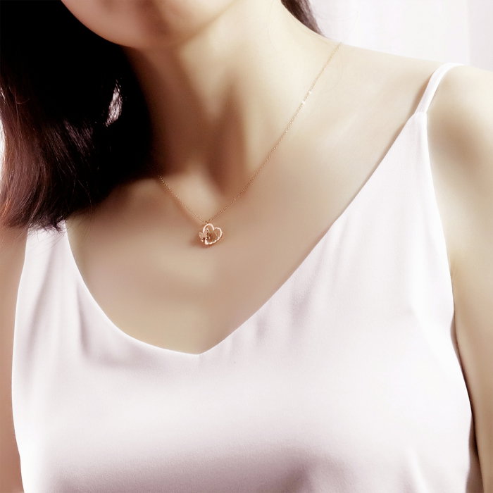 Colier inox inima si fluturas [12]