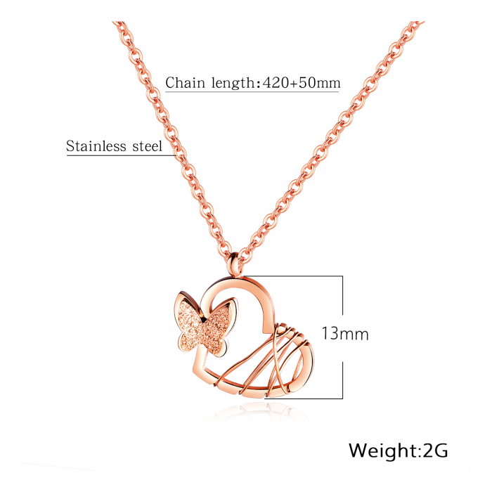 Colier inox inima si fluturas [7]