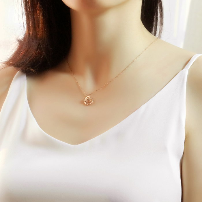 Colier inox inima si fluturas [6]