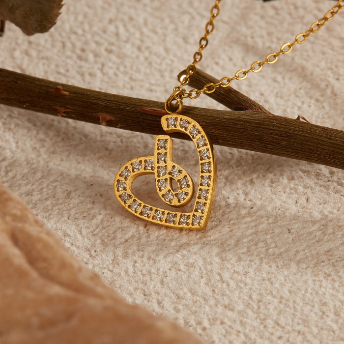 Colier inox inimioara stilizata cu zirconii [3]