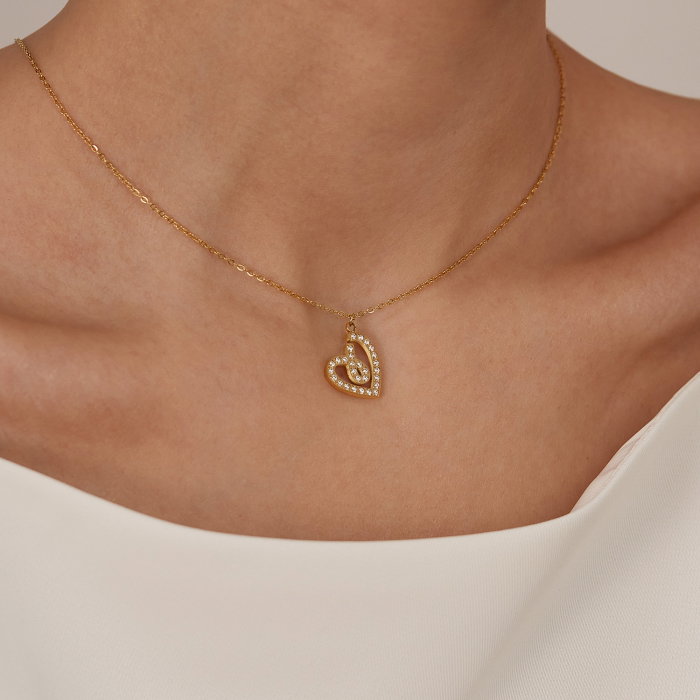 Colier inox inimioara stilizata cu zirconii [6]