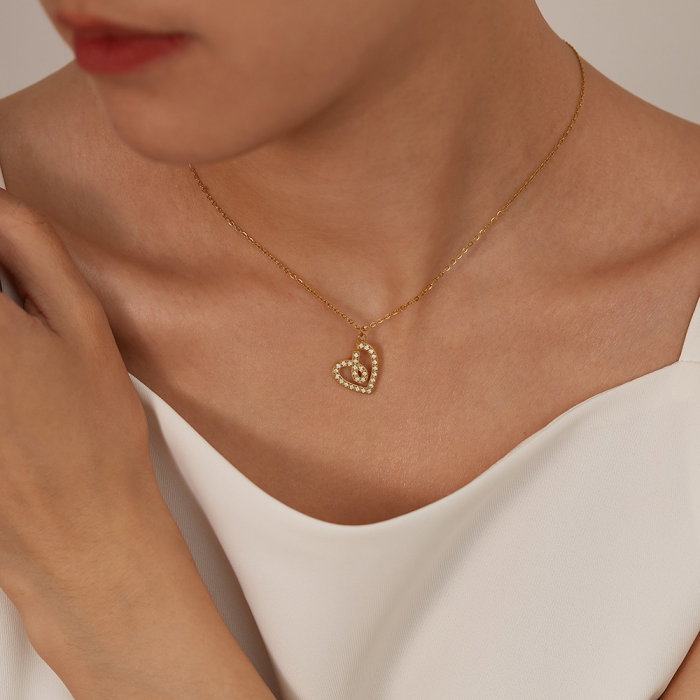 Colier inox inimioara stilizata cu zirconii [4]