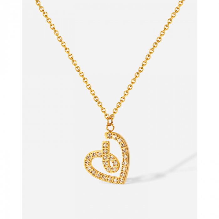 Colier inox inimioara stilizata cu zirconii [12]