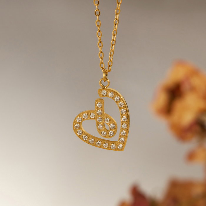 Colier inox inimioara stilizata cu zirconii [7]