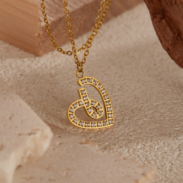 Colier inox inimioara stilizata cu zirconii [5]