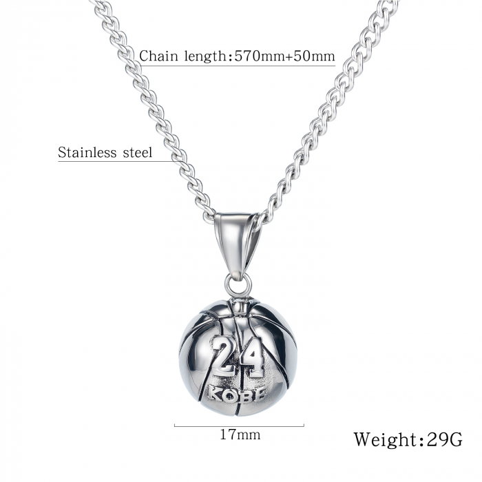 Colier inox minge basket Kobe Bryant 63 cm [5]